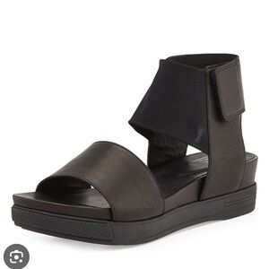 Eileen Fisher Spree Black  Platform Leather Sandals 8